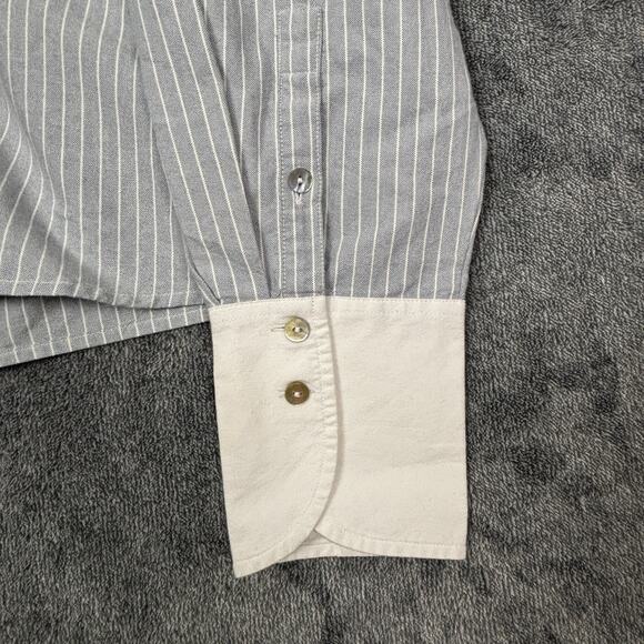 Madewell Button Down Shirt Womens Large Lt Blue Striped Boxy Preppy Classic - Picture 6 of 12